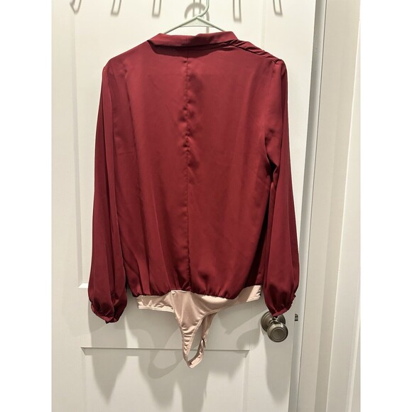 NEW Amanda Uprichard Size Medium Hera Thong Bodysuit Malbec Top Shirt - Picture 5 of 7